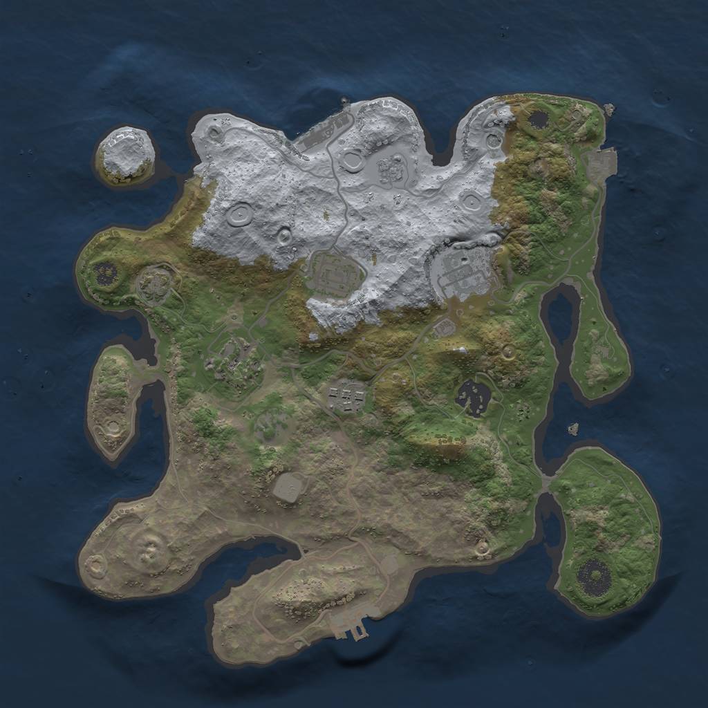 Rust Map: Procedural Map, Size: 3000, Seed: 20265, 13 Monuments
