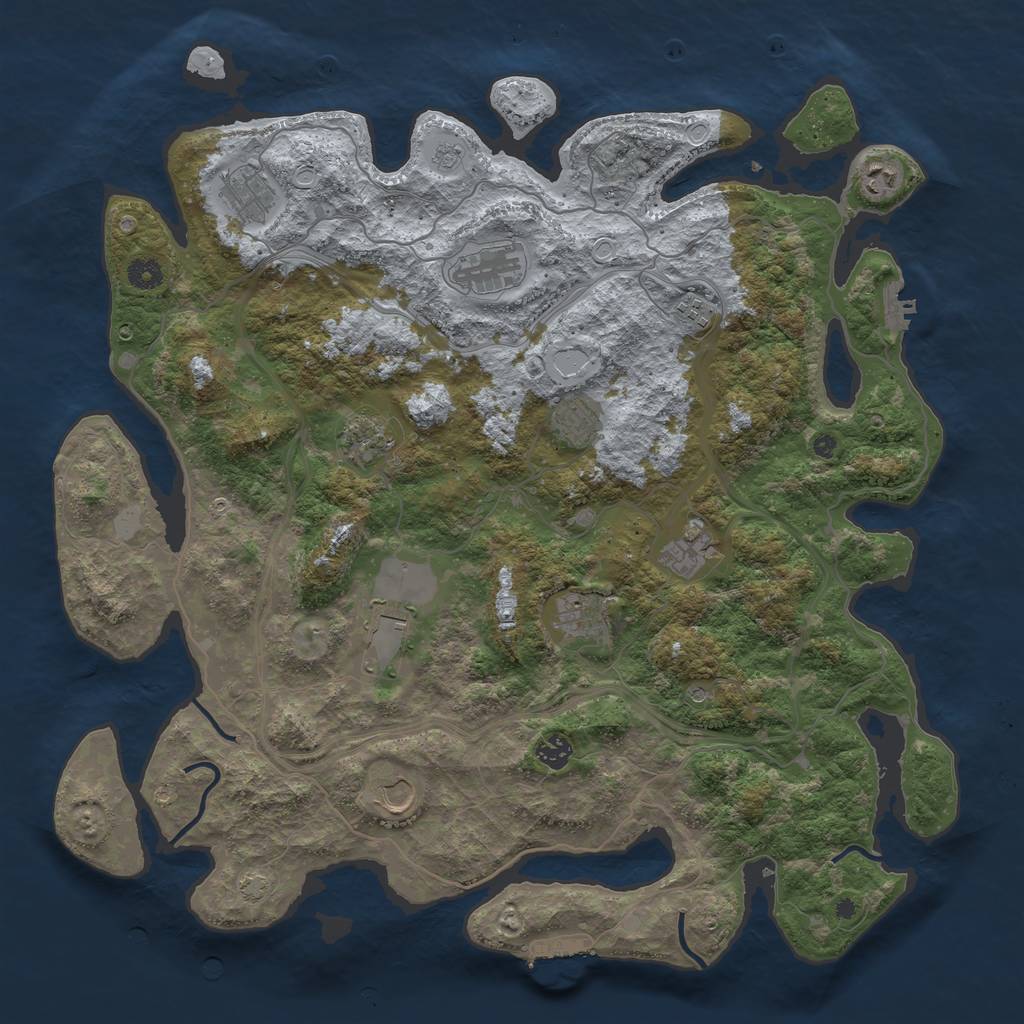 Rust Map: Procedural Map, Size: 4500, Seed: 761869594, 19 Monuments