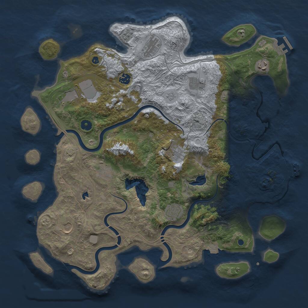 Rust Map: Procedural Map, Size: 4250, Seed: 1074802789, 16 Monuments
