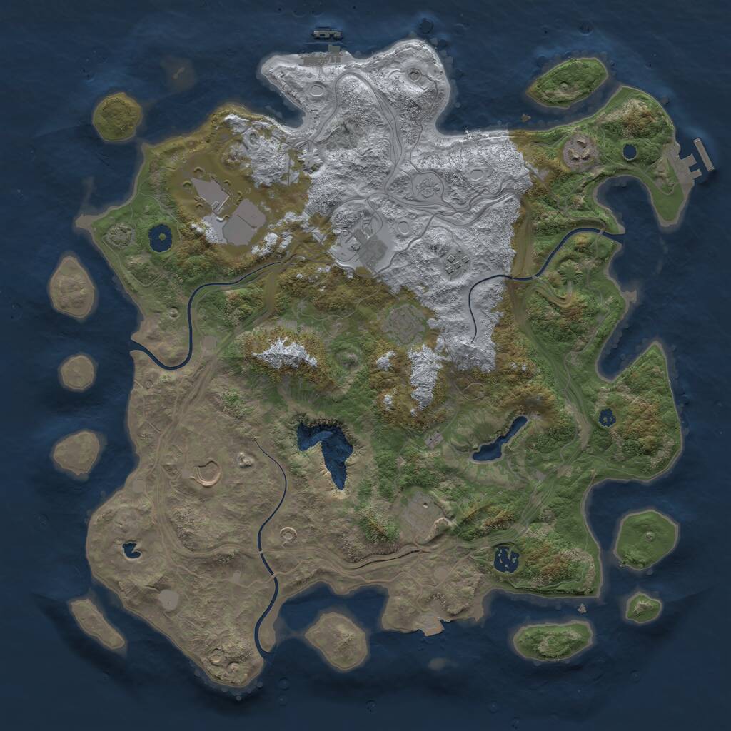 Rust Map: Procedural Map, Size: 4250, Seed: 1074802789, 14 Monuments