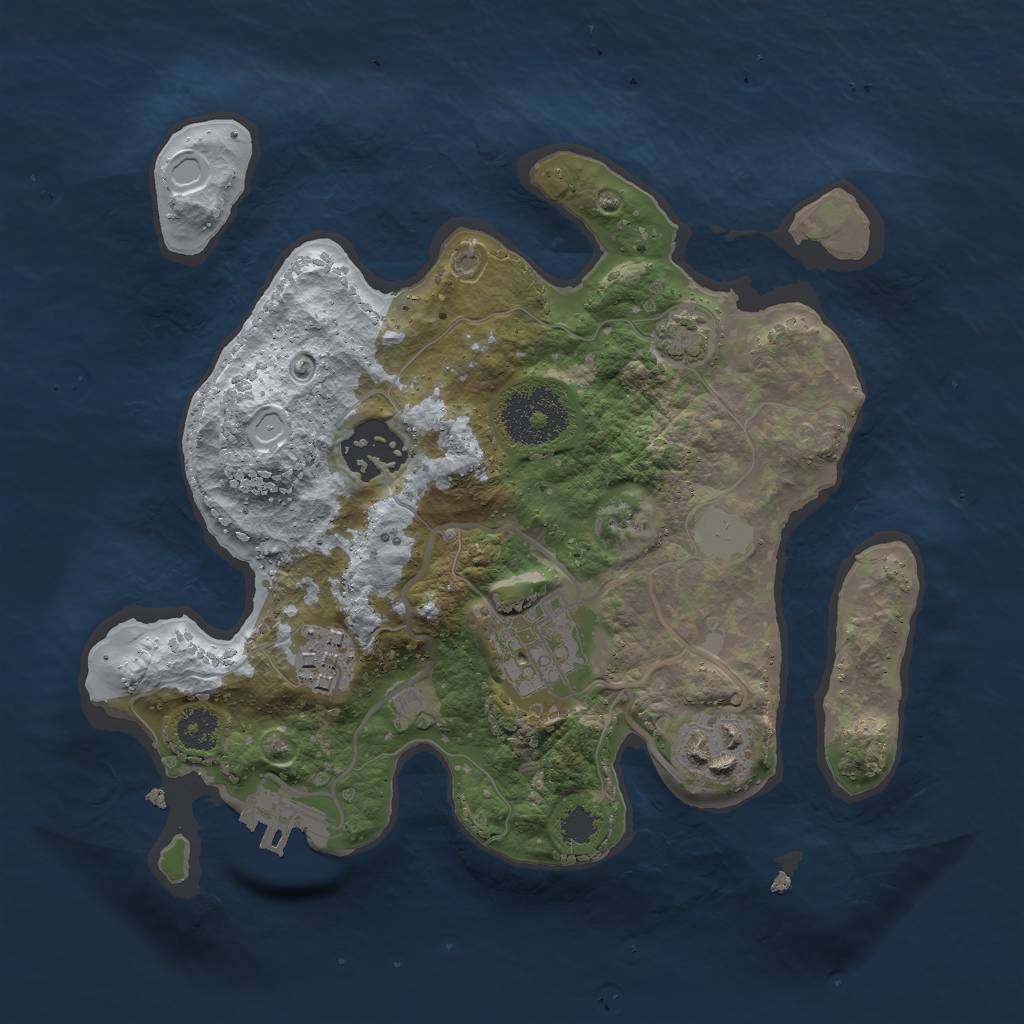 Rust Map: Procedural Map, Size: 2500, Seed: 1231878470, 9 Monuments
