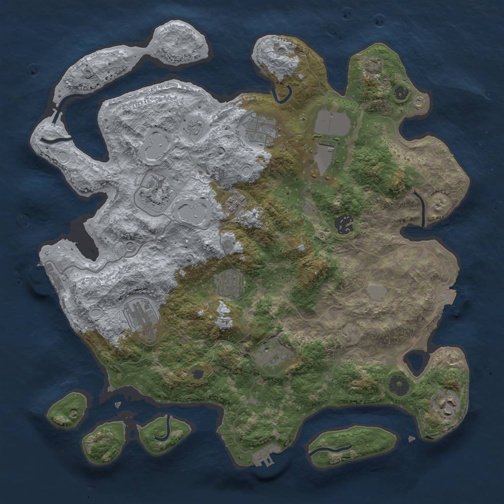 Rust Map: Procedural Map, Size: 3790, Seed: 1237120484, 17 Monuments