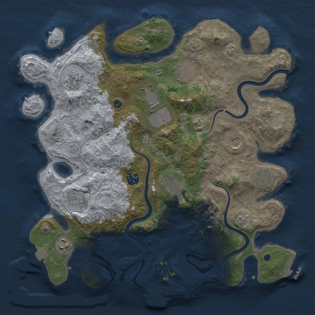 Rust Map: Procedural Map, Size: 3800, Seed: 60556793, 16 Monuments