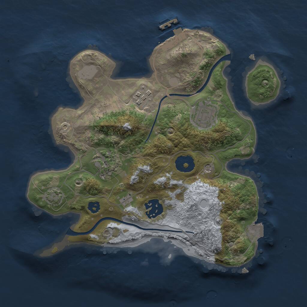 Rust Map: Procedural Map, Size: 2500, Seed: 45251556, 8 Monuments