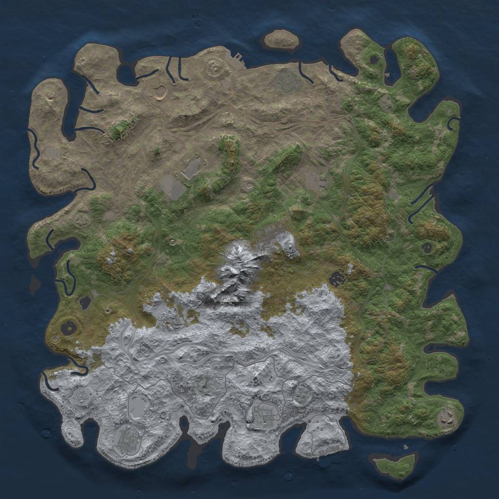 Rust Map: Procedural Map, Size: 5000, Seed: 1413997550, 19 Monuments