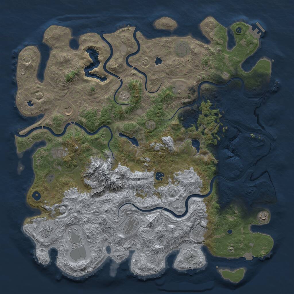 Rust Map: Procedural Map, Size: 5000, Seed: 1413997550, 17 Monuments