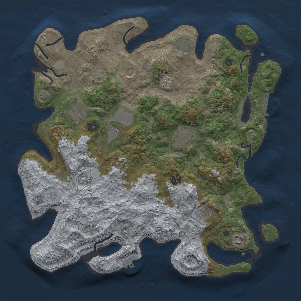 Rust Map: Procedural Map, Size: 4000, Seed: 3670, 18 Monuments