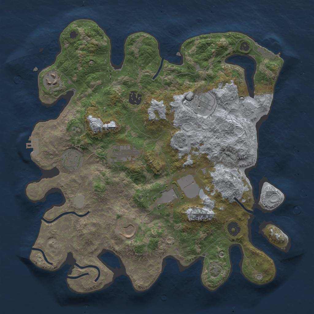 Rust Map: Procedural Map, Size: 3500, Seed: 473119220, 15 Monuments