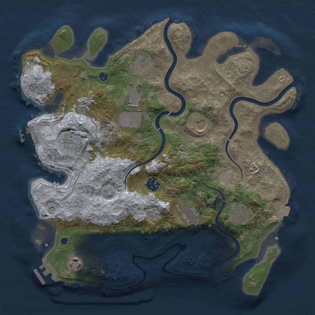 Rust Map: Procedural Map, Size: 3650, Seed: 58689675, 15 Monuments