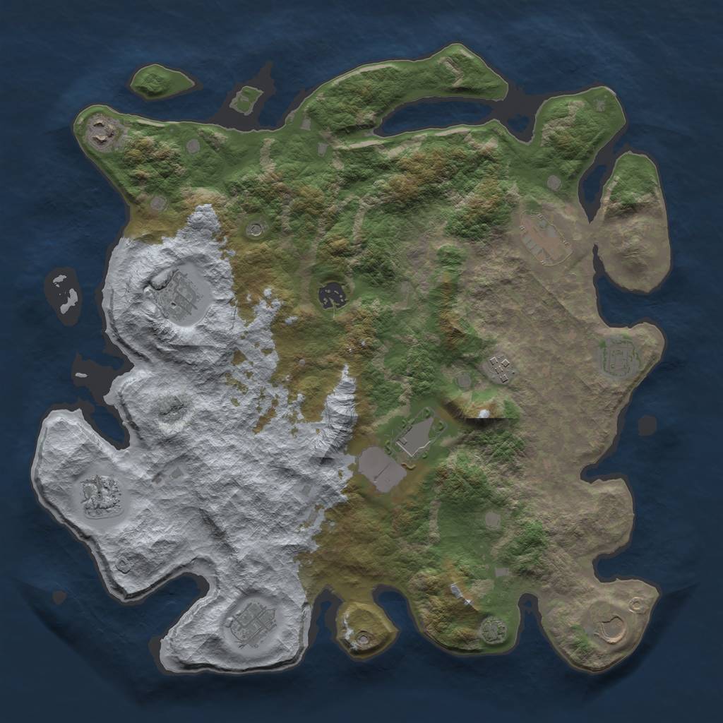 Rust Map: Barren, Size: 4000, Seed: 67133689, 14 Monuments