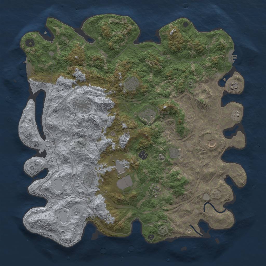 Rust Map: Procedural Map, Size: 4500, Seed: 258735721, 19 Monuments