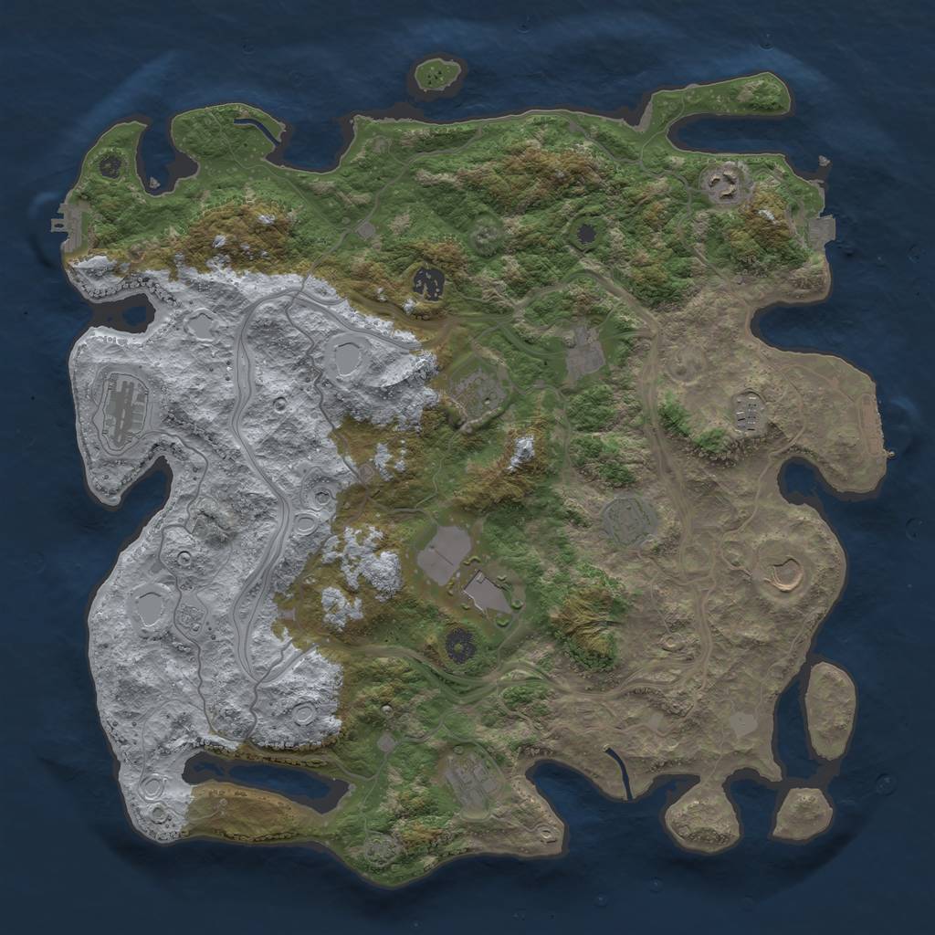 Rust Map: Procedural Map, Size: 4250, Seed: 408328491, 18 Monuments