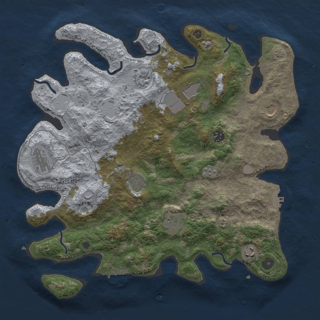 Rust Map: Procedural Map, Size: 3950, Seed: 1289130537, 17 Monuments