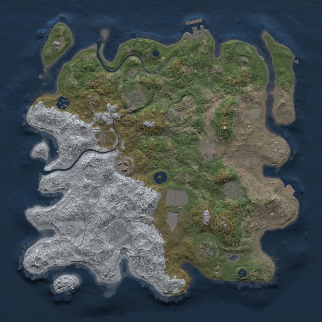 Rust Map: Procedural Map, Size: 3750, Seed: 324236, 14 Monuments