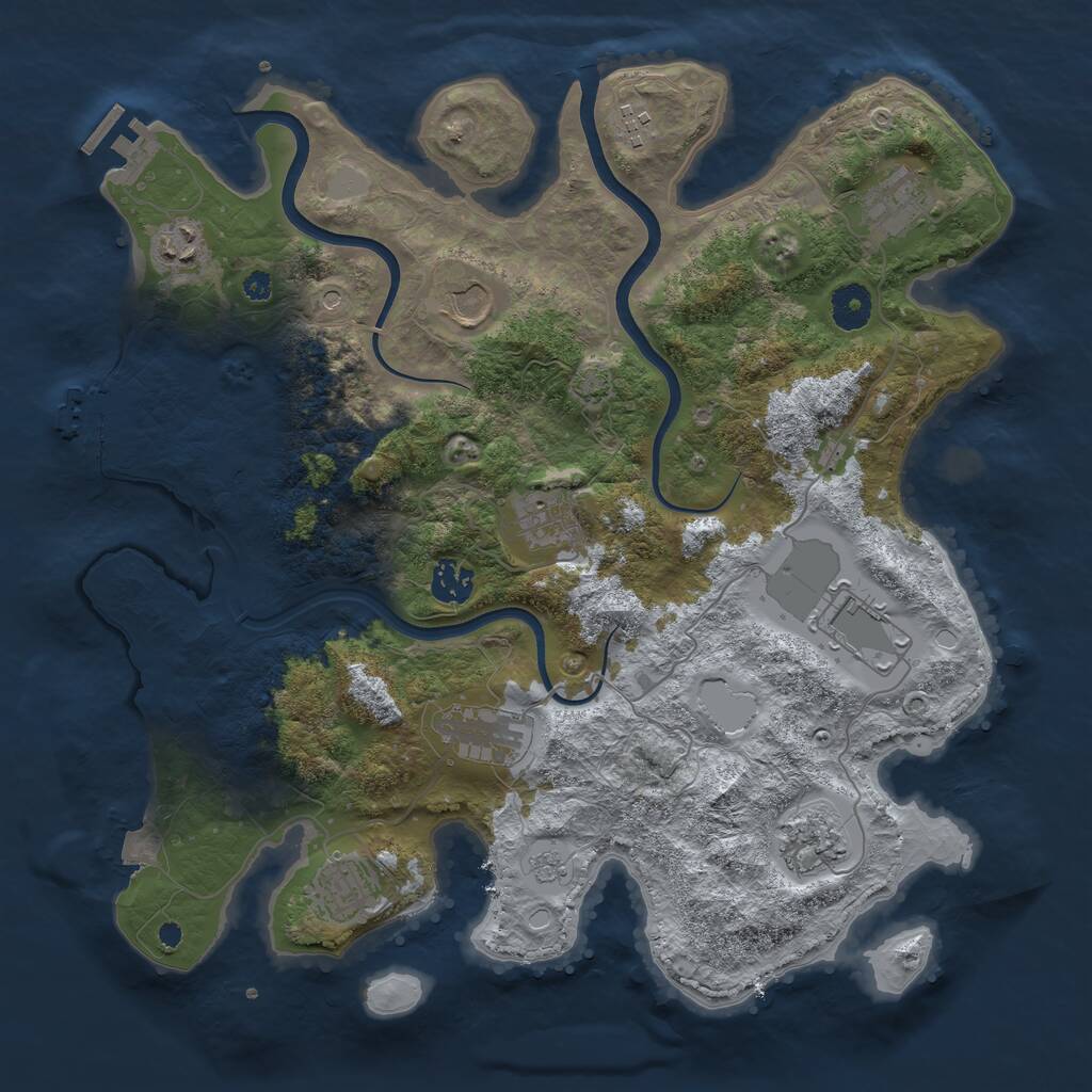 Rust Map: Procedural Map, Size: 3750, Seed: 5270401, 16 Monuments