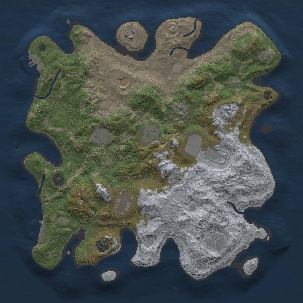 Rust Map: Procedural Map, Size: 3750, Seed: 5270401, 18 Monuments