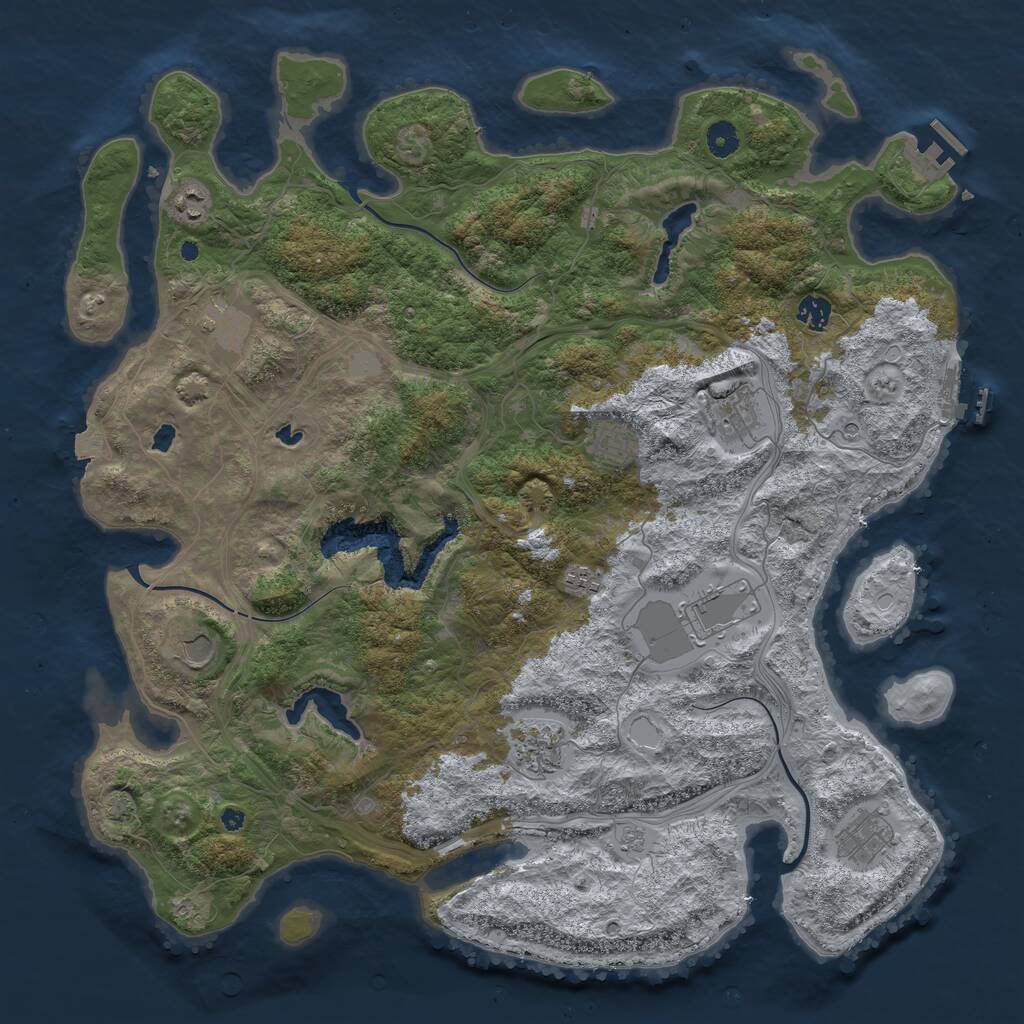 Rust Map: Procedural Map, Size: 4500, Seed: 904884259, 16 Monuments