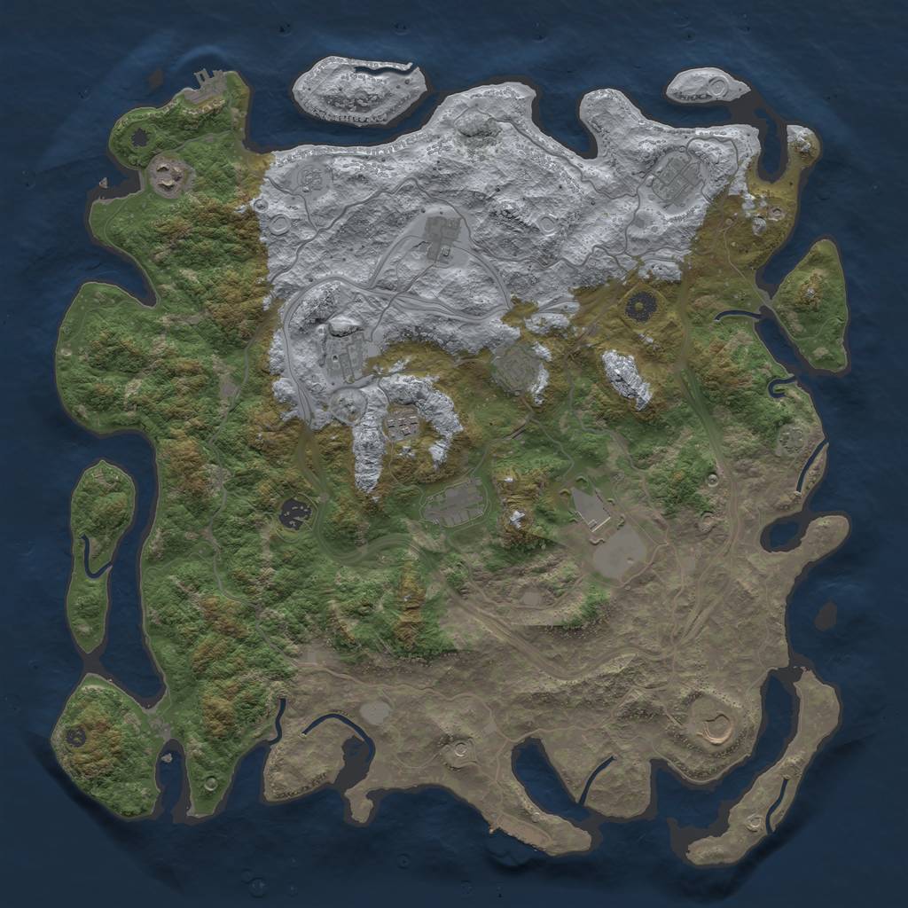 Rust Map: Procedural Map, Size: 4500, Seed: 745179950, 18 Monuments