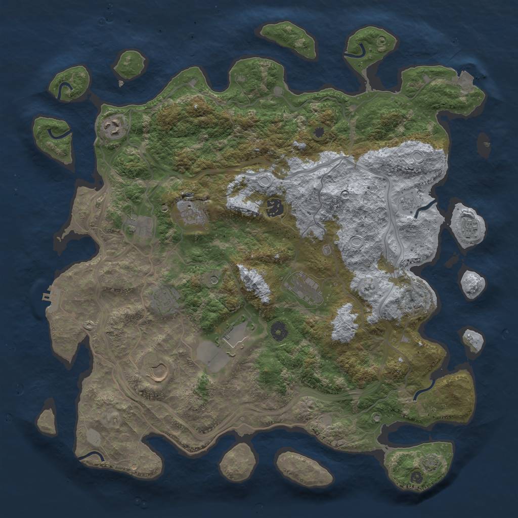 Rust Map: Procedural Map, Size: 4250, Seed: 1414890688, 16 Monuments