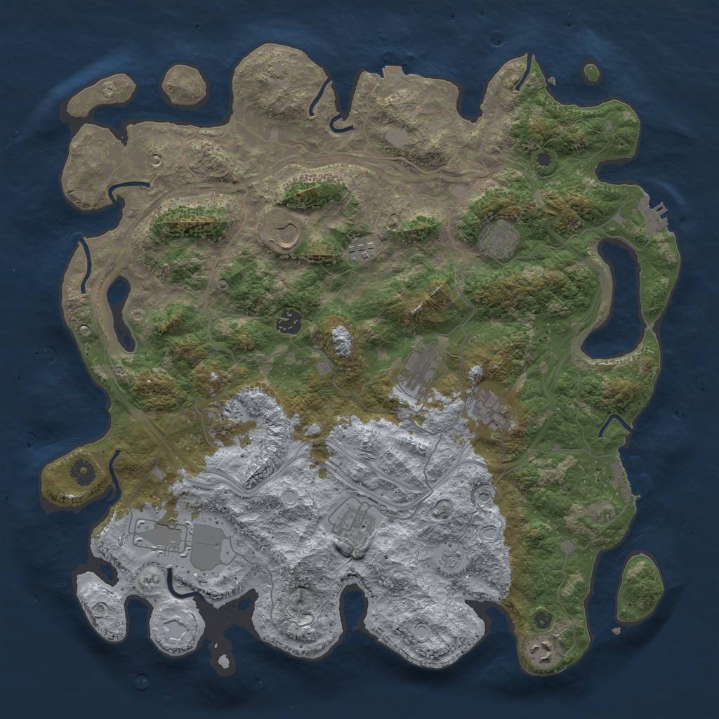 Rust Map: Procedural Map, Size: 4250, Seed: 998037, 18 Monuments