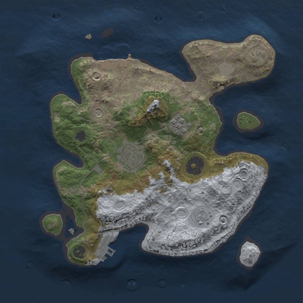 Rust Map: Procedural Map, Size: 2500, Seed: 1185748126, 9 Monuments