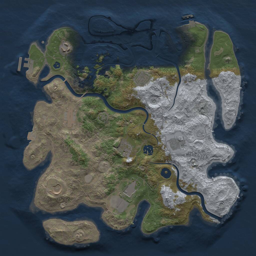 Rust Map: Procedural Map, Size: 3700, Seed: 1030879443, 15 Monuments