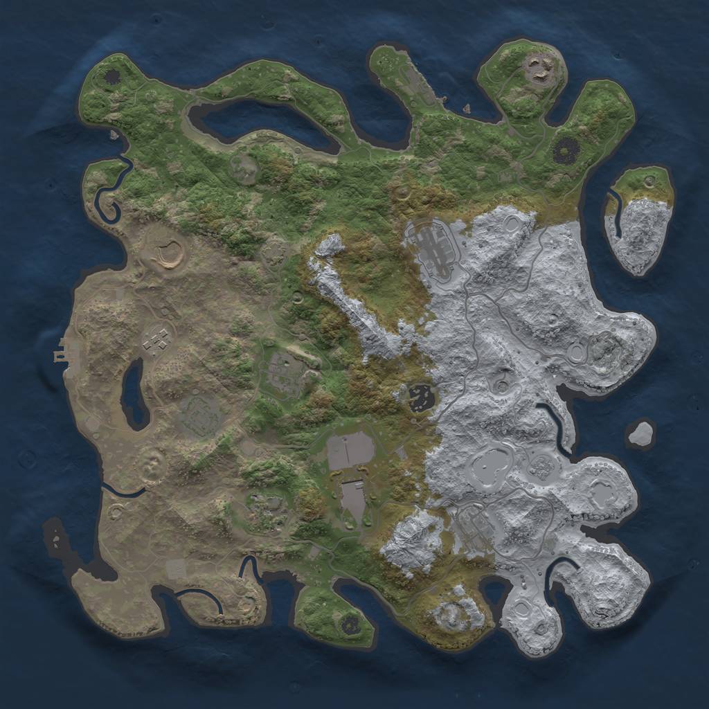 Rust Map: Procedural Map, Size: 3850, Seed: 9616609, 18 Monuments