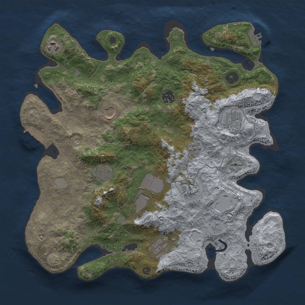 Rust Map: Procedural Map, Size: 3700, Seed: 62778935, 17 Monuments