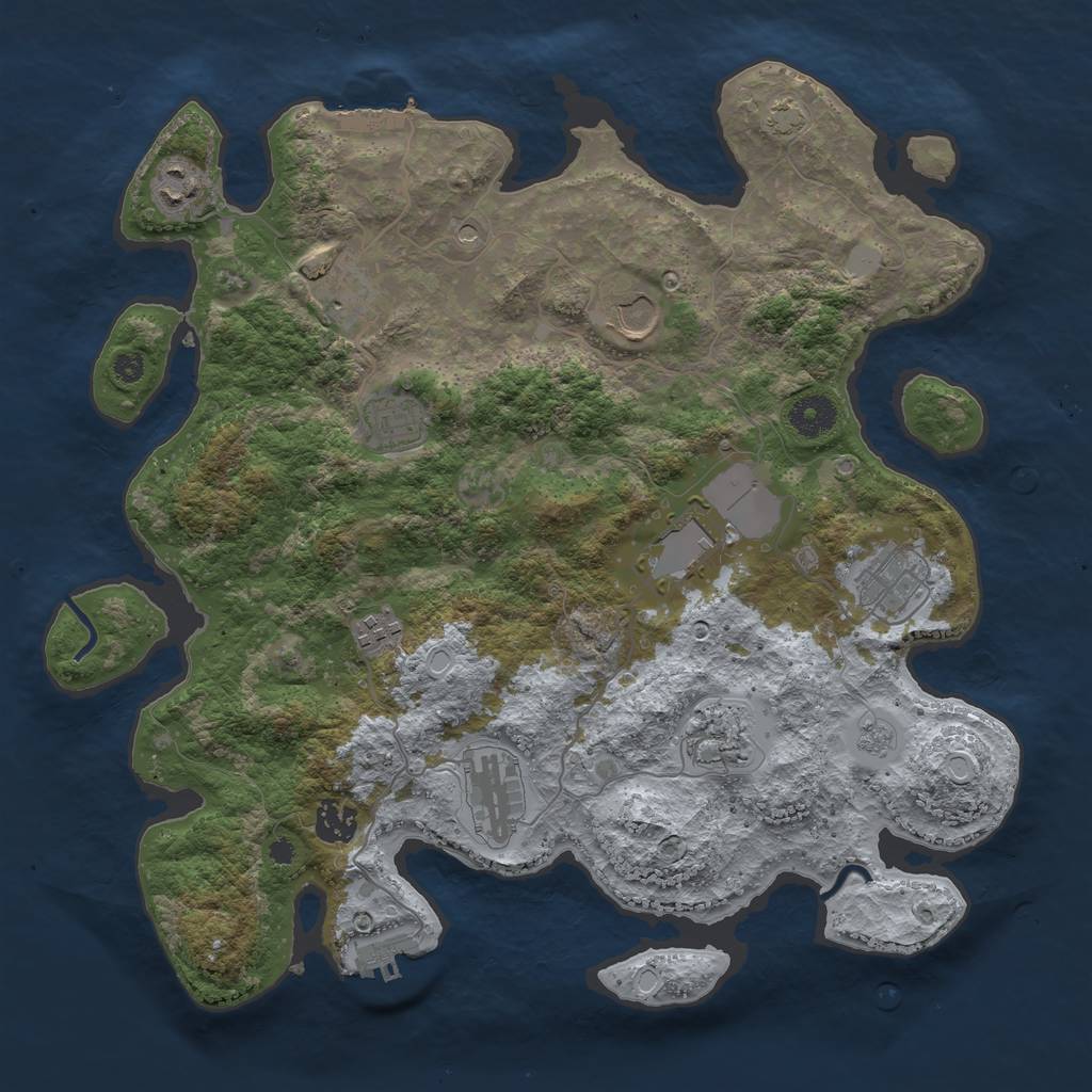 Rust Map: Procedural Map, Size: 3700, Seed: 648280708, 18 Monuments