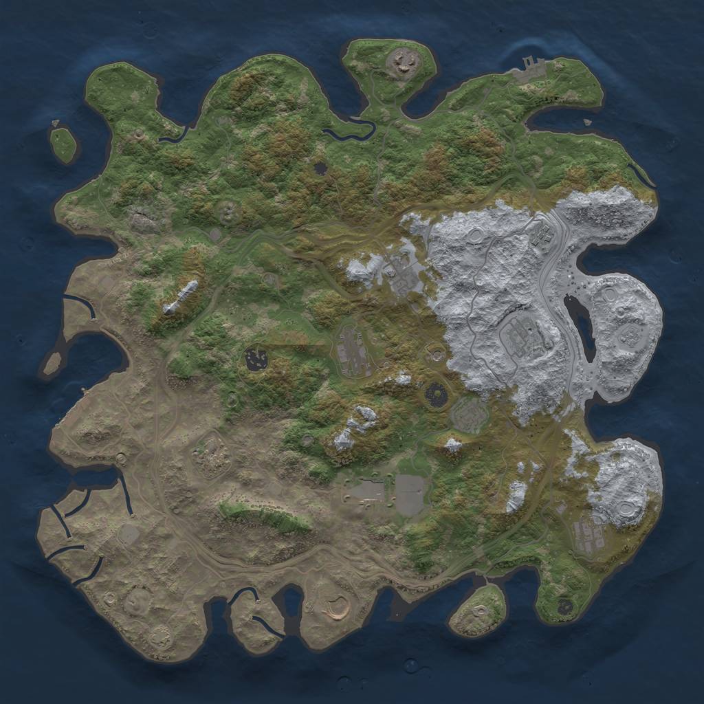 Rust Map: Procedural Map, Size: 4500, Seed: 1605469664, 19 Monuments