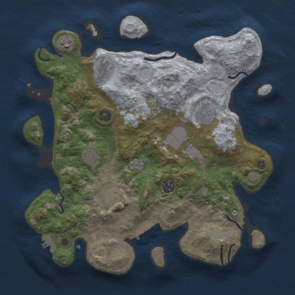 Rust Map: Procedural Map, Size: 3500, Seed: 200000, 16 Monuments