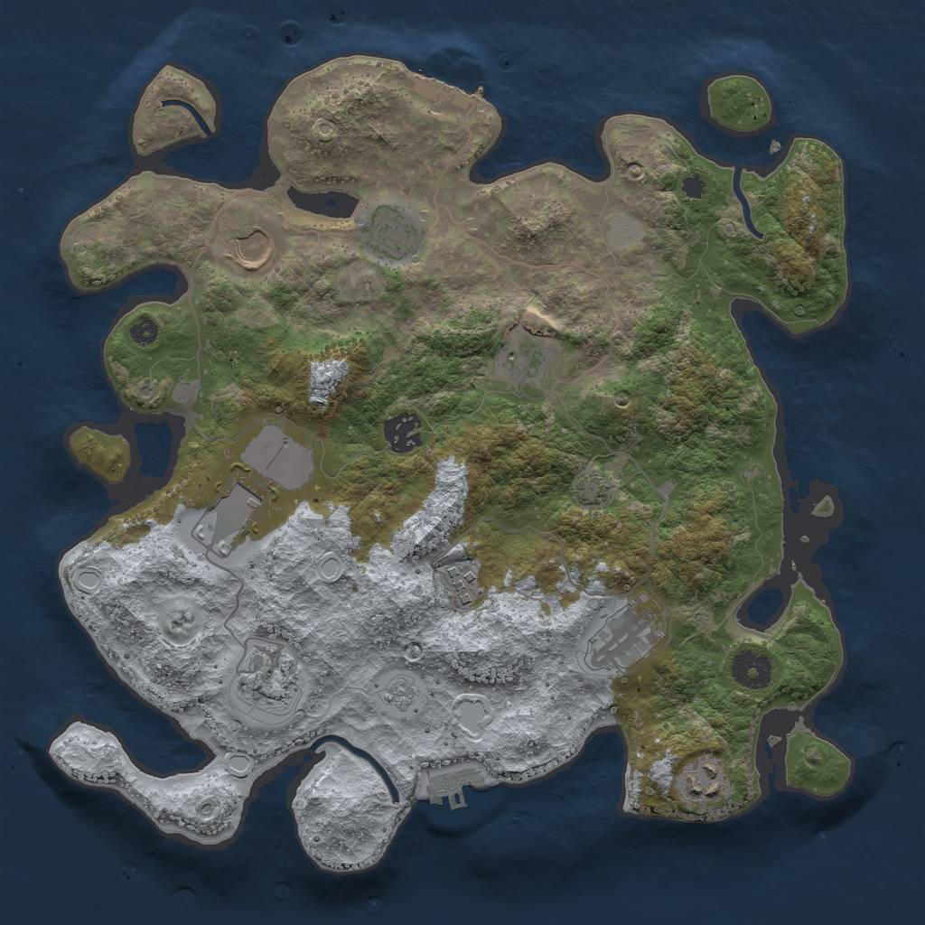Rust Map: Procedural Map, Size: 3500, Seed: 17550602, 16 Monuments