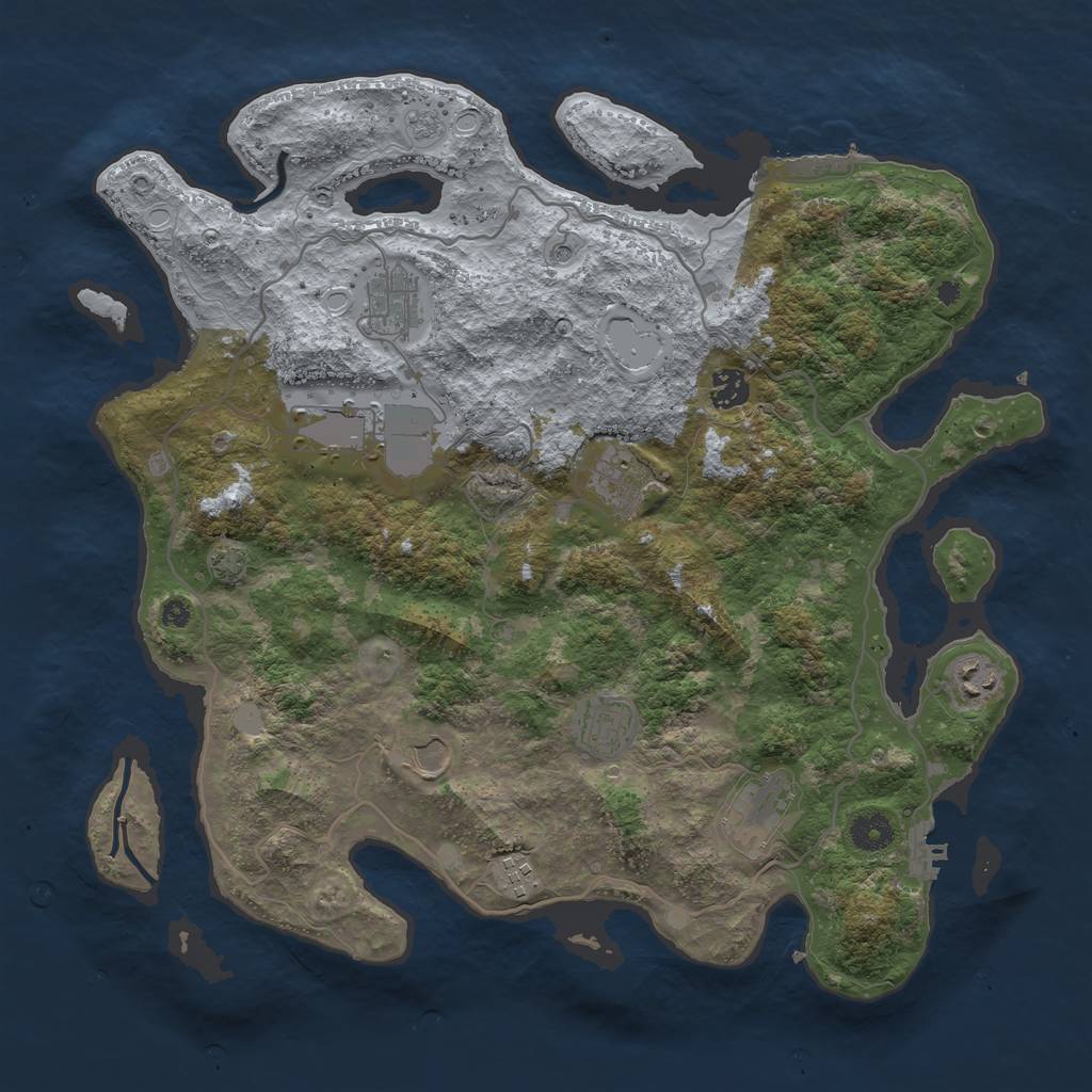 Rust Map: Procedural Map, Size: 4000, Seed: 990233, 17 Monuments
