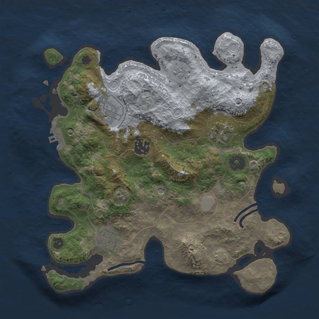 Rust Map: Procedural Map, Size: 3000, Seed: 1153073344, 11 Monuments