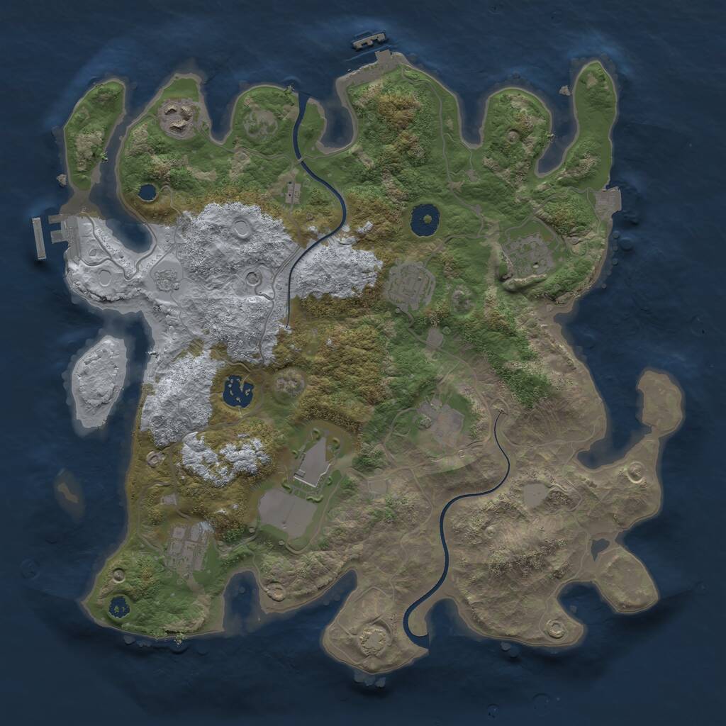 Rust Map: Procedural Map, Size: 3500, Seed: 143856, 13 Monuments