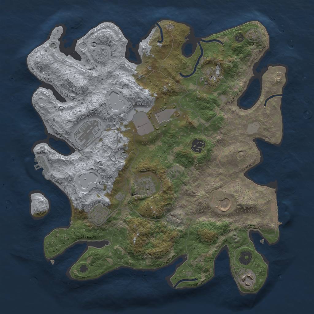 Rust Map: Procedural Map, Size: 3500, Seed: 1234738453, 16 Monuments