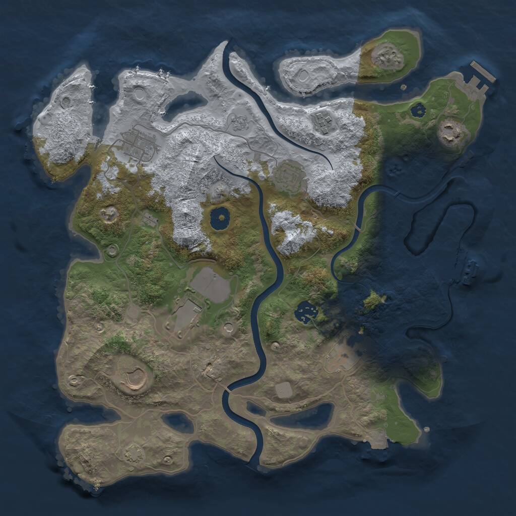 Rust Map: Procedural Map, Size: 3550, Seed: 50372894, 14 Monuments