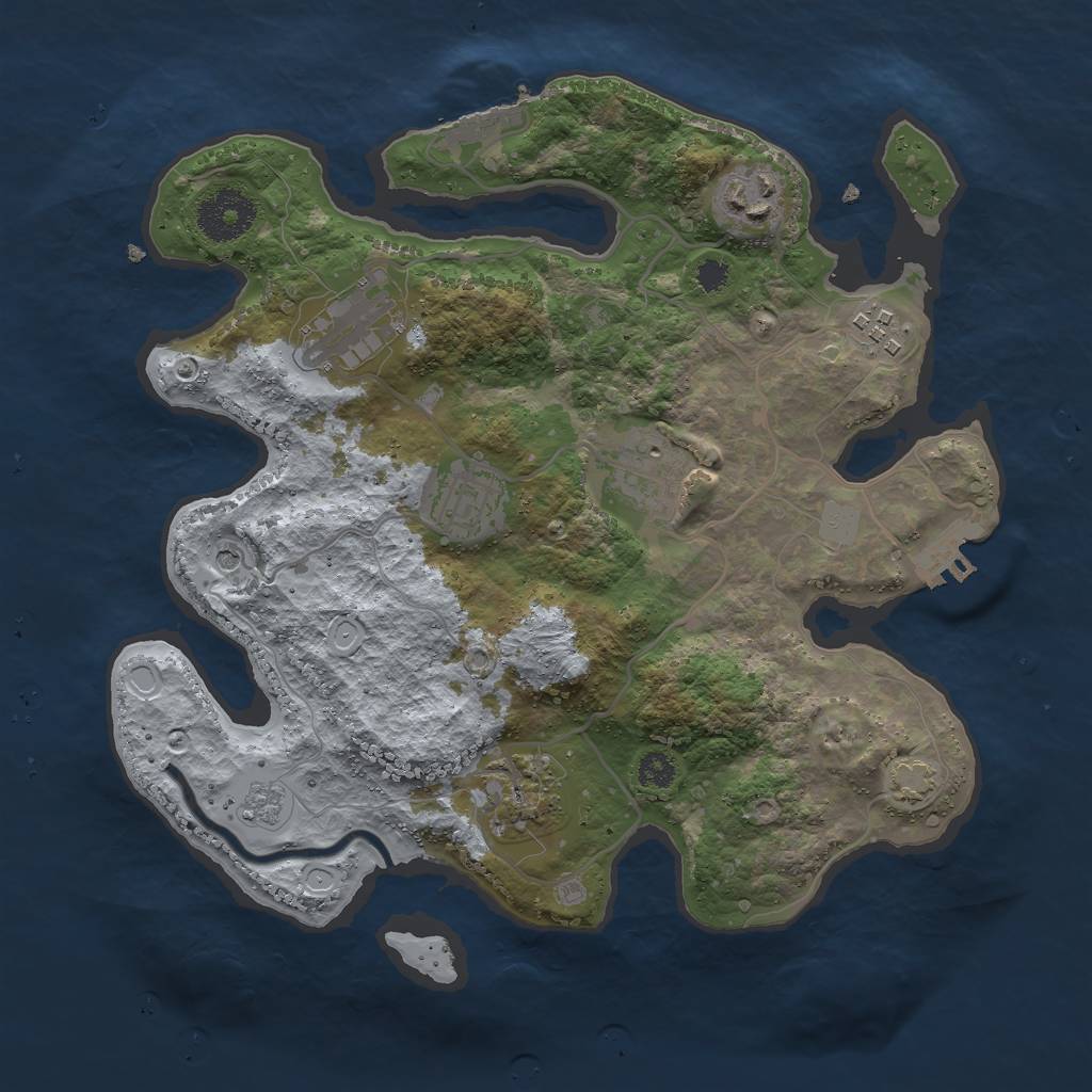 Rust Map: Procedural Map, Size: 3000, Seed: 2062854946, 14 Monuments