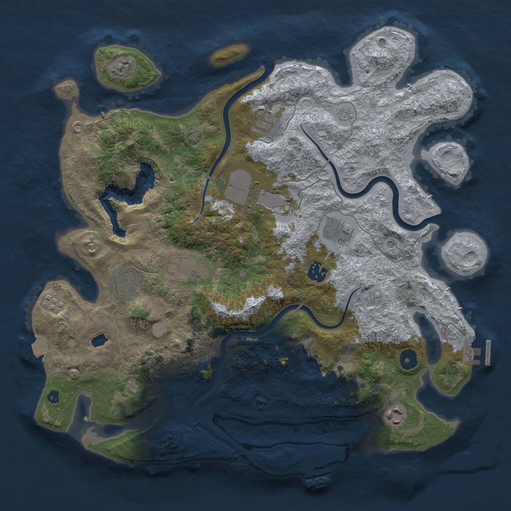 Rust Map: Procedural Map, Size: 4000, Seed: 647898695, 14 Monuments