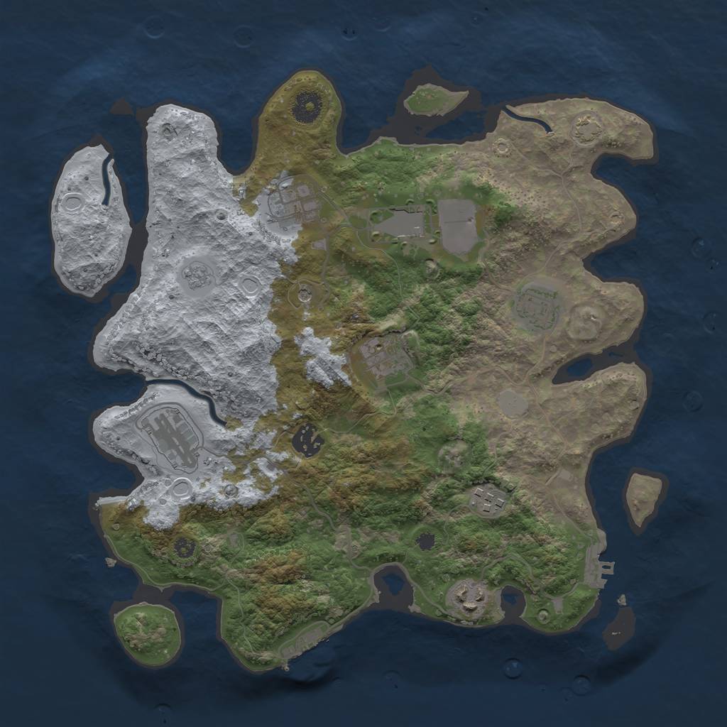 Rust Map: Procedural Map, Size: 3500, Seed: 941816035, 16 Monuments