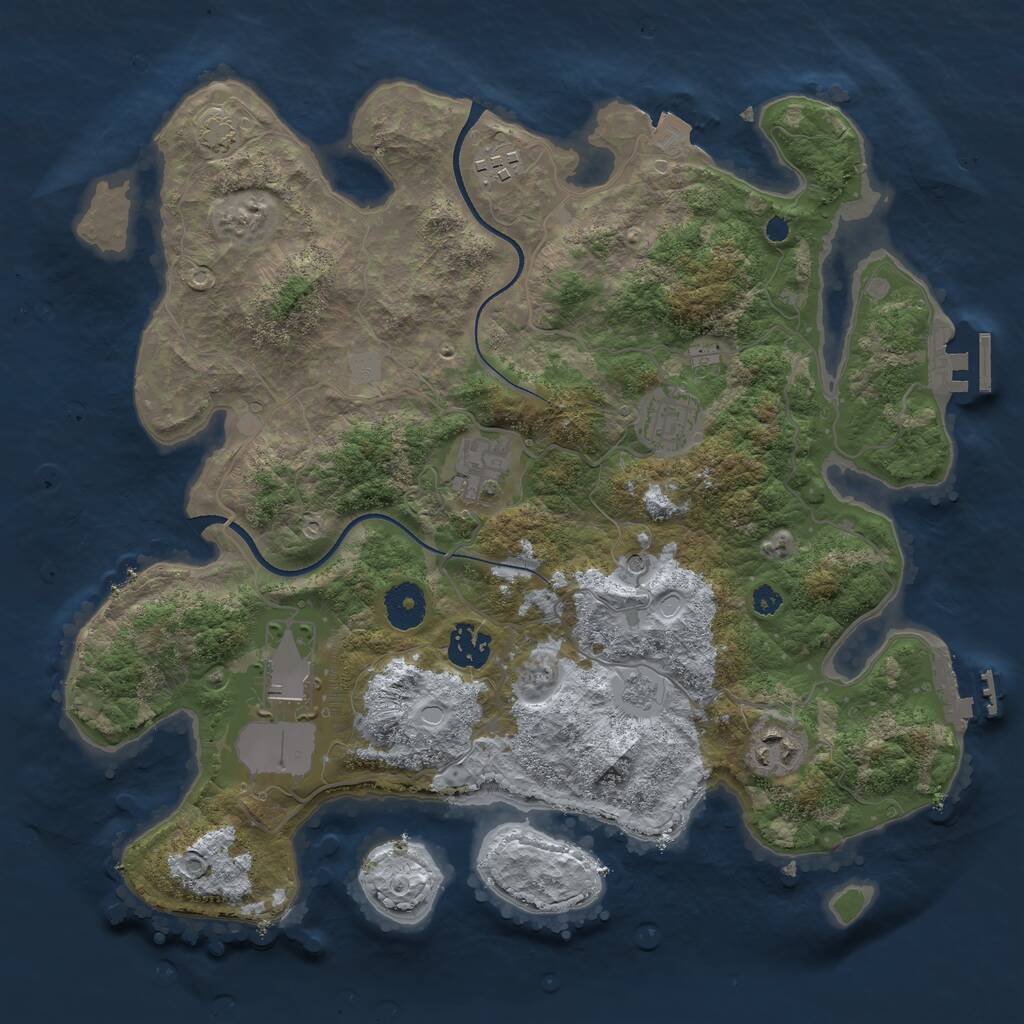 Rust Map: Procedural Map, Size: 3500, Seed: 36356128, 12 Monuments