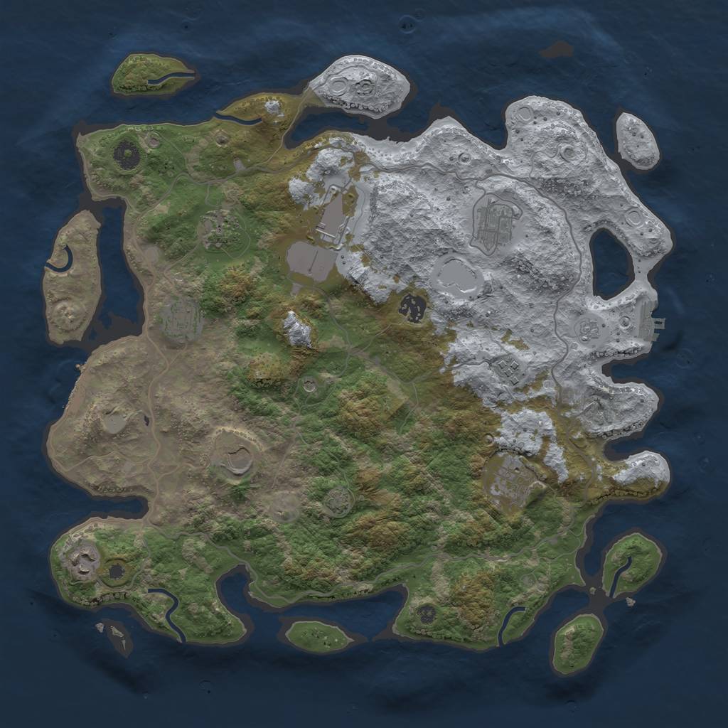 Rust Map: Procedural Map, Size: 4002, Seed: 1234567890, 17 Monuments