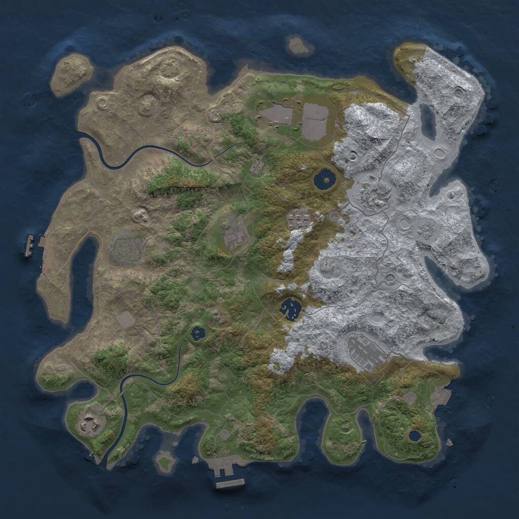Rust Map: Procedural Map, Size: 3700, Seed: 43246913, 14 Monuments