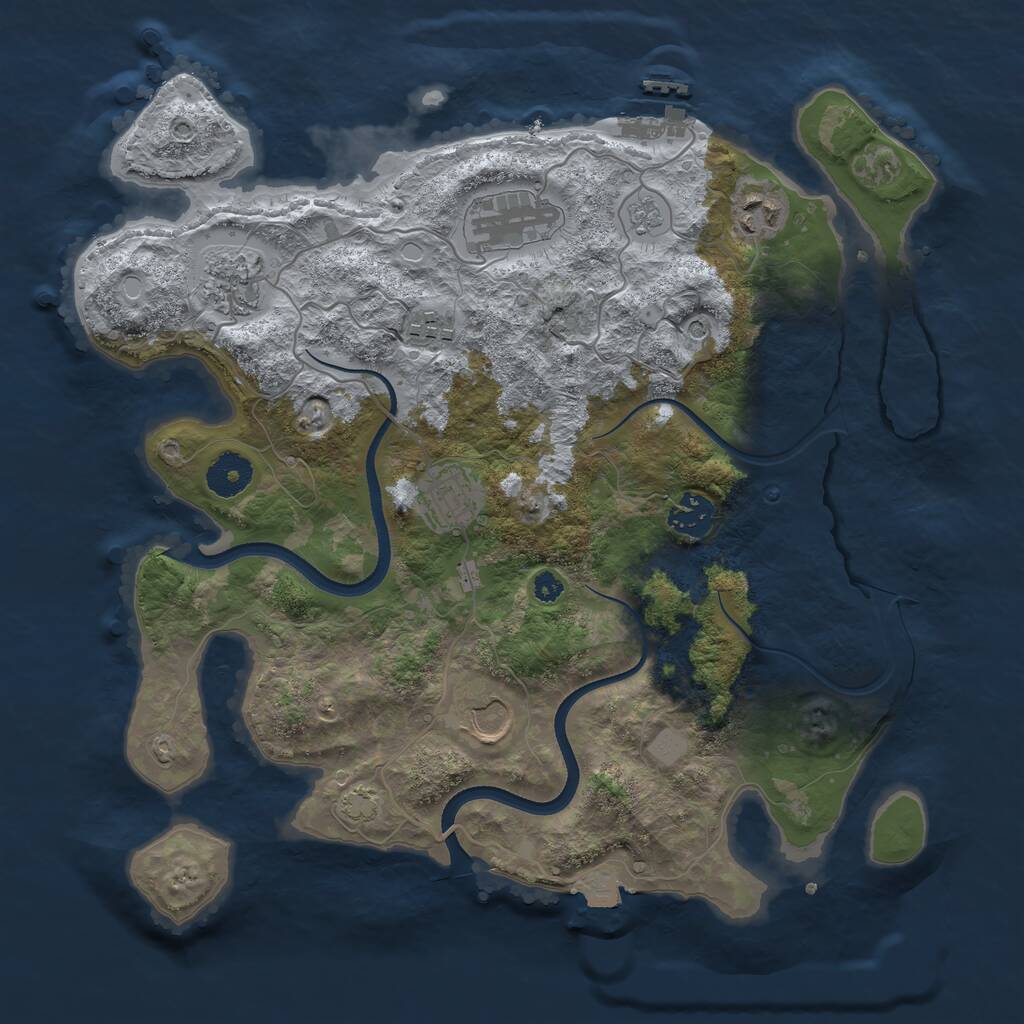 Rust Map: Procedural Map, Size: 3500, Seed: 1608035034, 12 Monuments