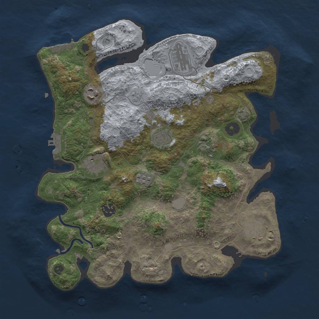 Rust Map: Procedural Map, Size: 3450, Seed: 63368061, 16 Monuments