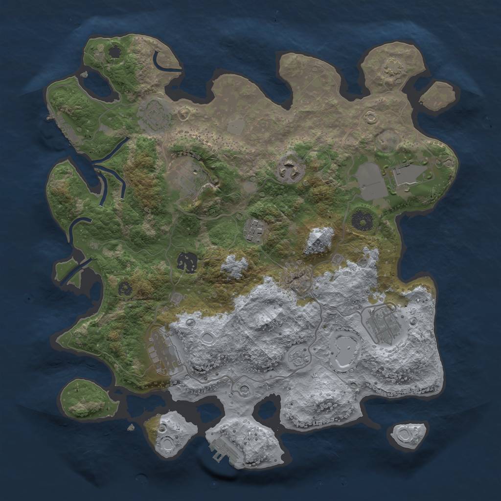 Rust Map: Procedural Map, Size: 3500, Seed: 212874817, 16 Monuments