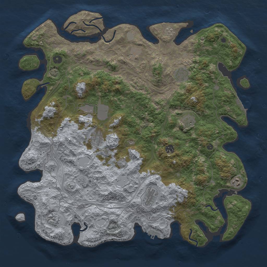 Rust Map: Procedural Map, Size: 4500, Seed: 399373219, 18 Monuments