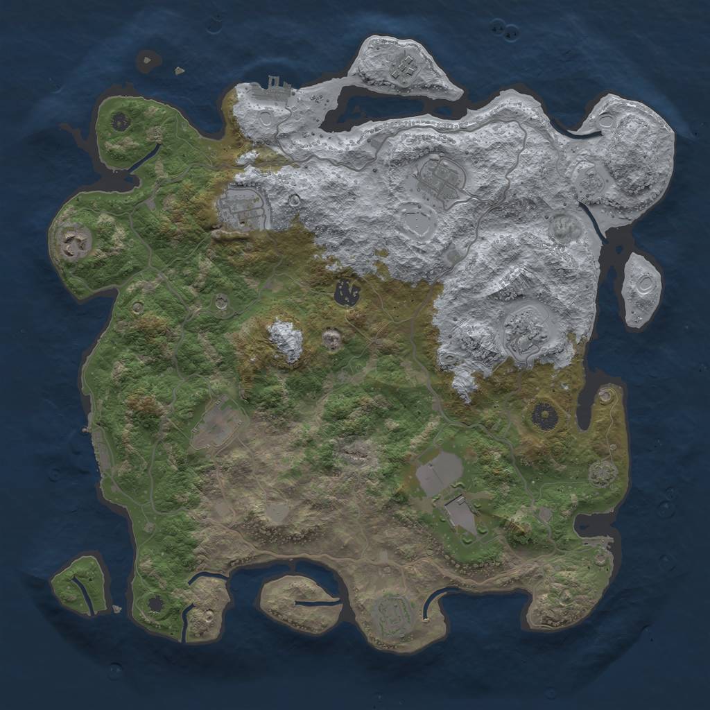 Rust Map: Procedural Map, Size: 4000, Seed: 944489911, 17 Monuments