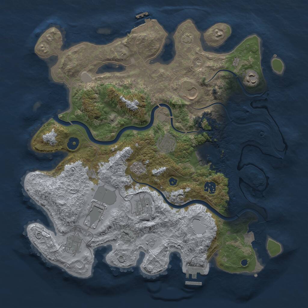 Rust Map: Procedural Map, Size: 3800, Seed: 60309541, 15 Monuments