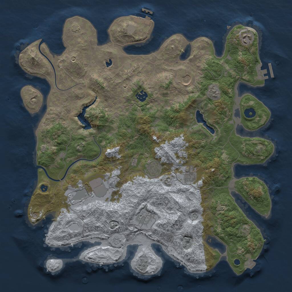 Rust Map: Procedural Map, Size: 4000, Seed: 3877, 14 Monuments